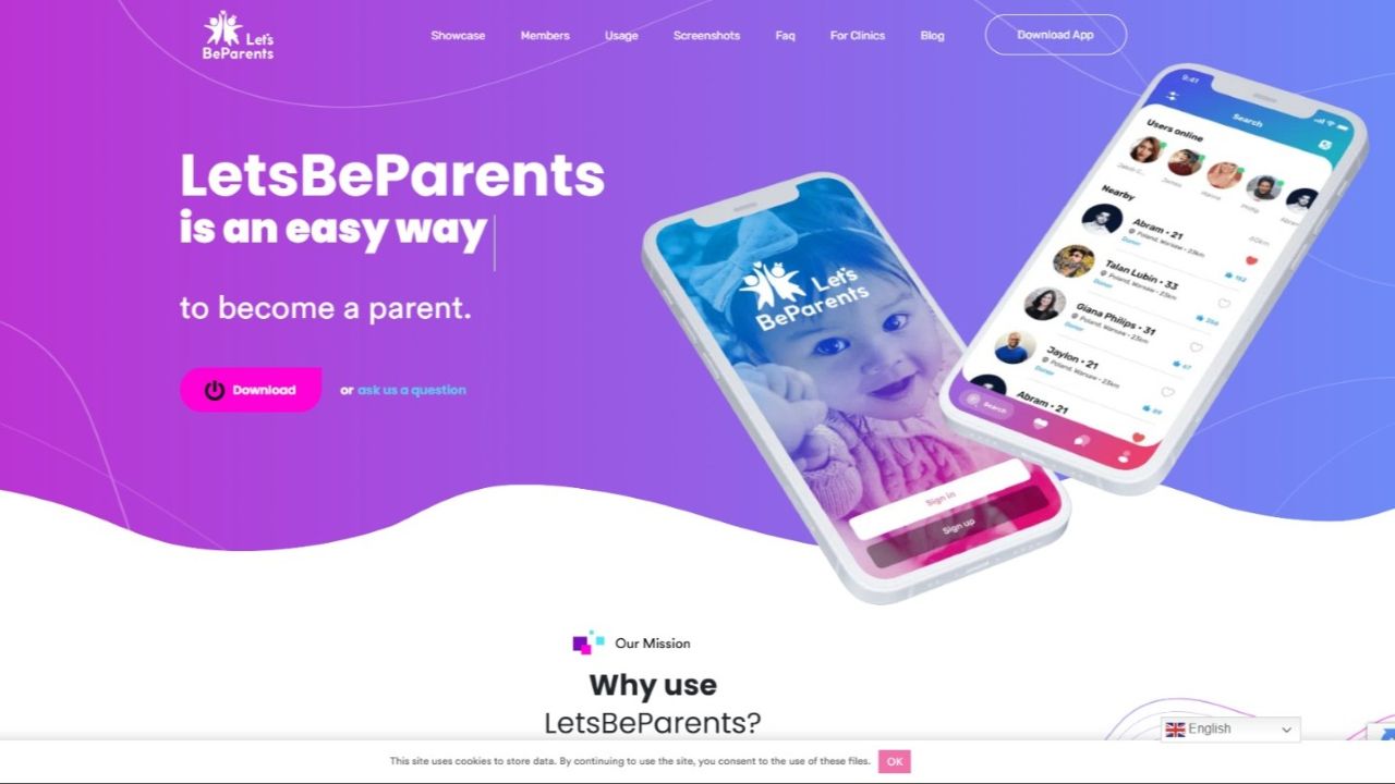 Let’s Be Parents Landingpage: Matching, Community und mobile Apps