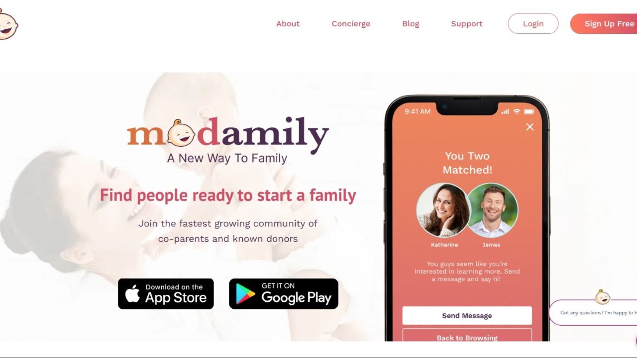 Modamily Website: Co-Parenting-Netzwerk und Concierge-Matching